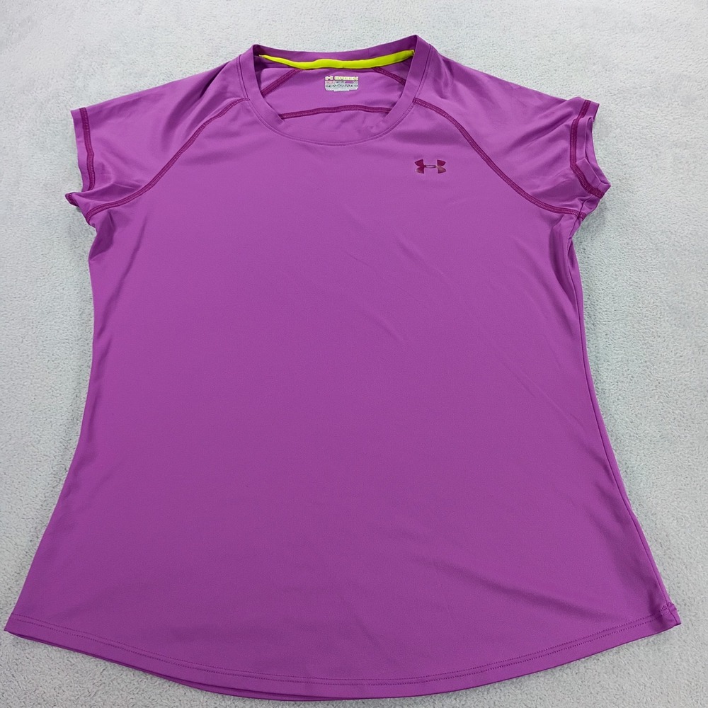 Under Armour Womens HeatGear Semi-Fitted Top Purple LG Recycled Polyester